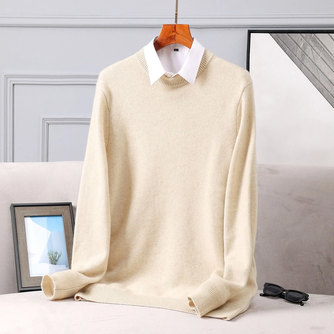 男士圆领纯色羊绒衫40084