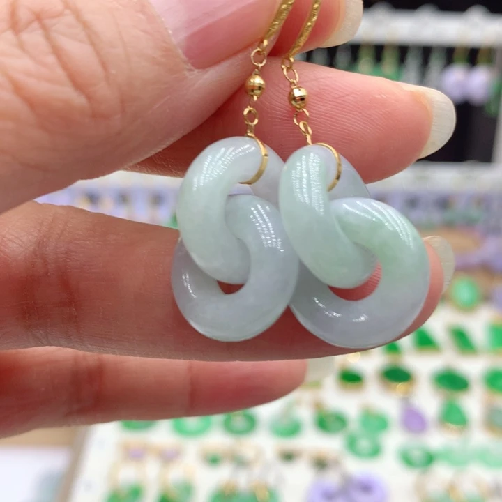 翡翠18K金镶嵌耳饰