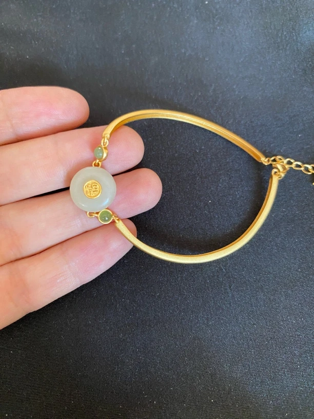 国风银镶和田玉福镯