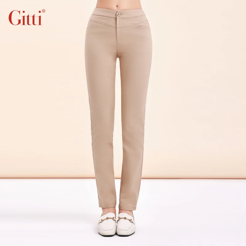 Gitti/吉蒂休闲裤女修身百搭显瘦带松紧腰微弹小脚长裤G241090