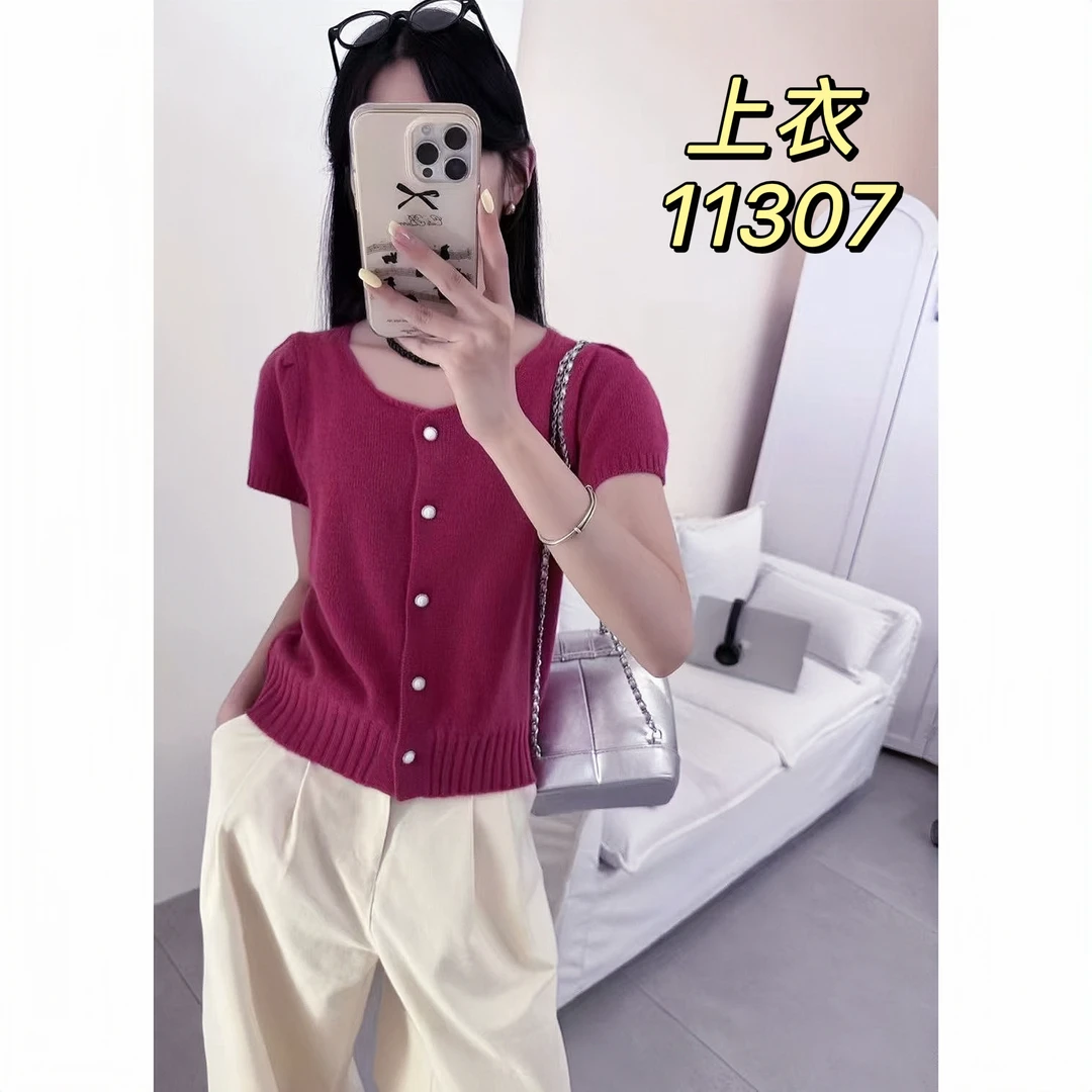 11307（部分无水洗唛，介意慎拍）SANFAN新款领针织短袖开衫