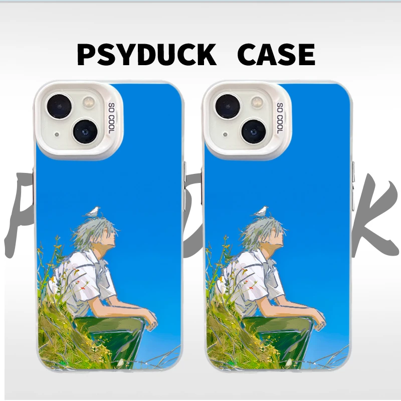 适用苹果华为一加小米看海渚薰彩银白底卡通动漫防摔手机壳