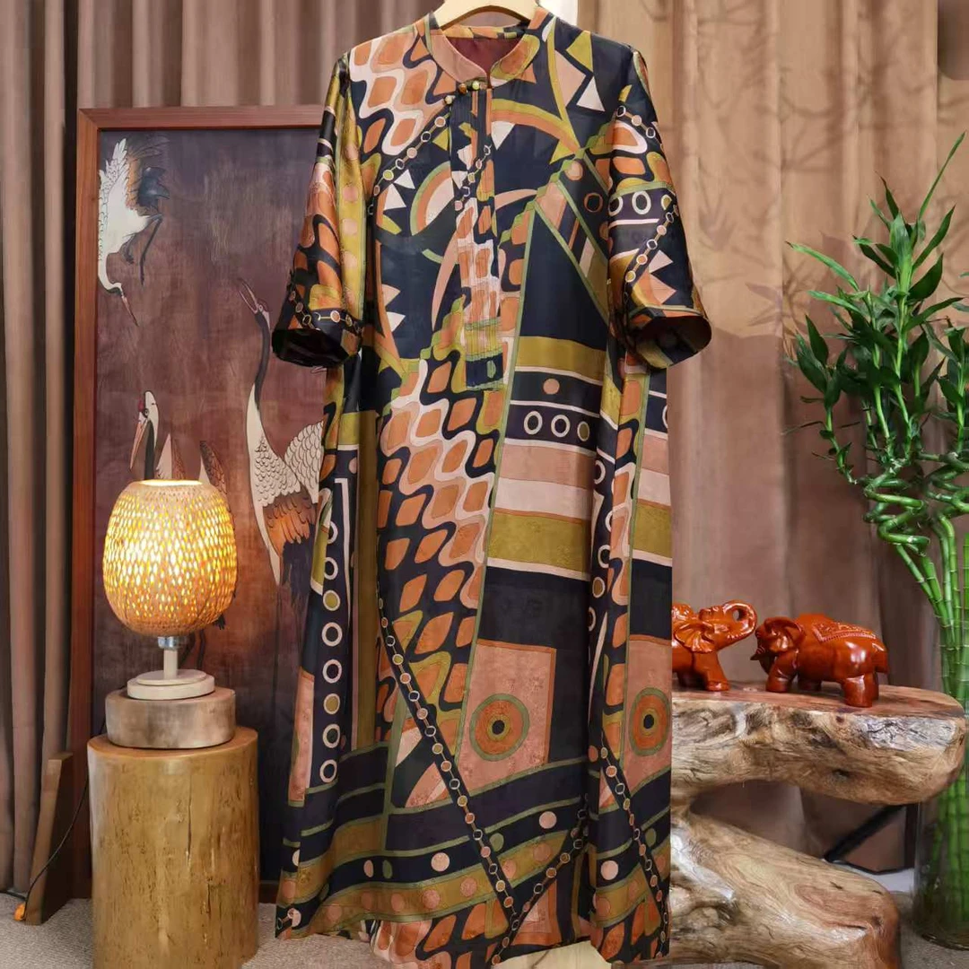 富美国风香云纱连衣裙F6006