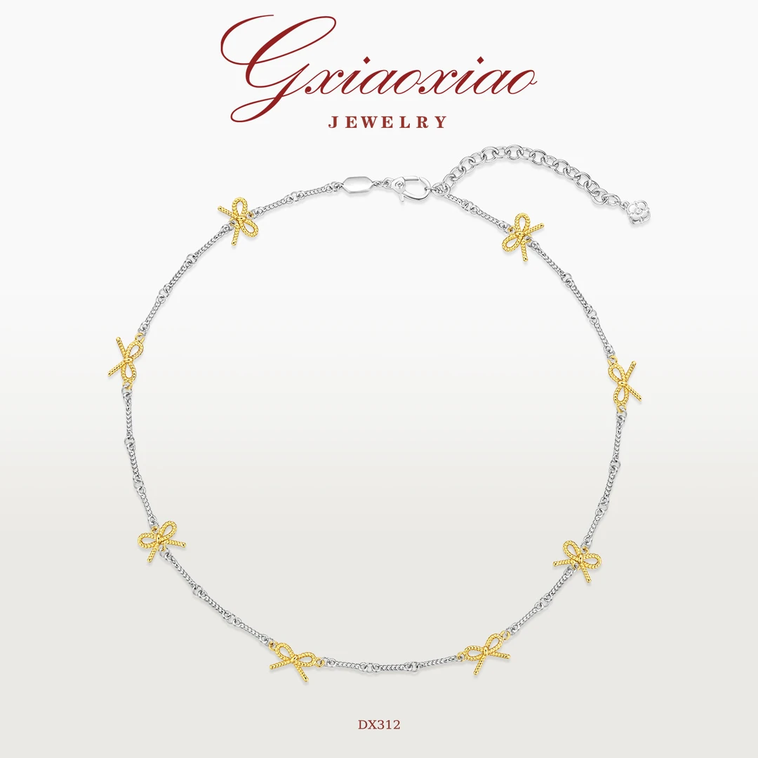 G XIAOXIAO 镀K金 轻奢气质优雅精致蝴蝶结锁骨项链 DX312