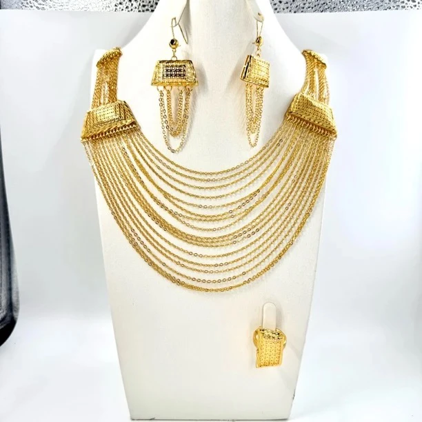 铜项链 TJ132项链耳环戒指三件套toyluk首饰套装