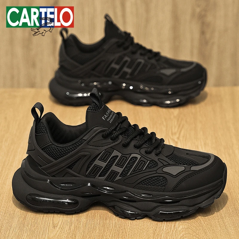 卡帝乐鳄鱼男鞋网面透气轻便运动鞋黑武士爆米花增强缓震力休闲鞋