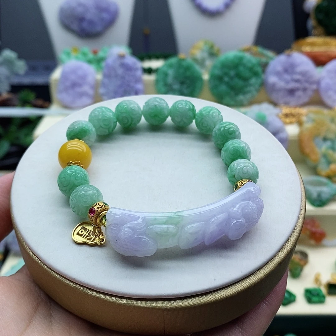 翡翠未镶嵌手串手牌