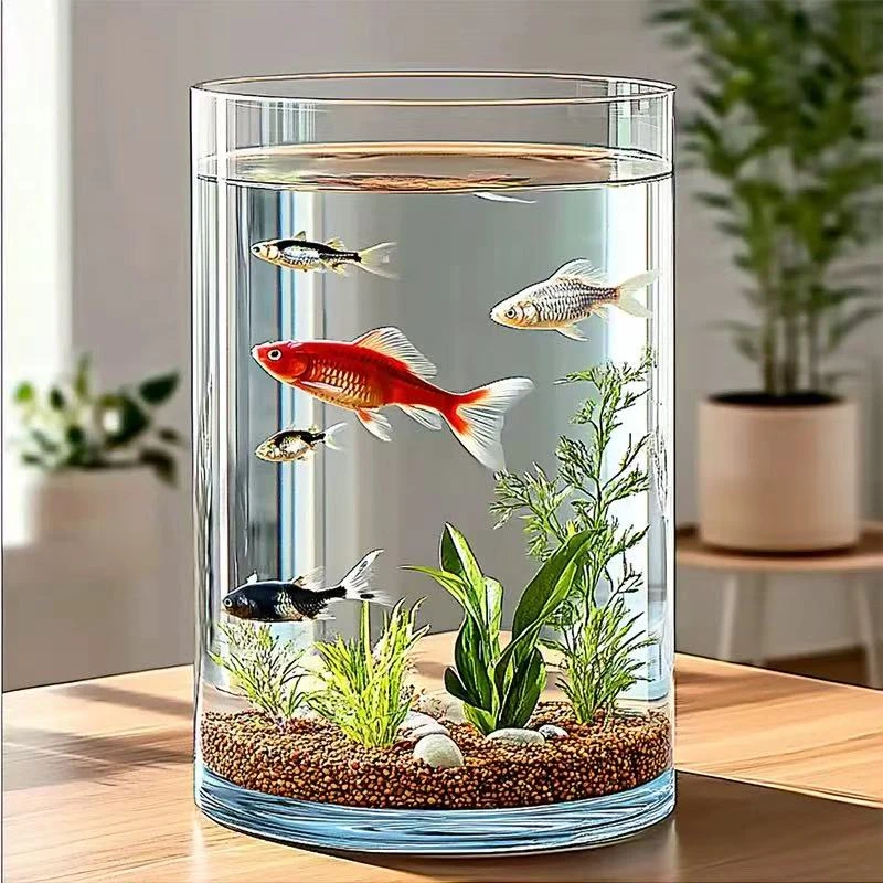 特大号客厅鱼缸透明玻璃花瓶圆柱大口径水养插花雪柳富贵竹龟背竹