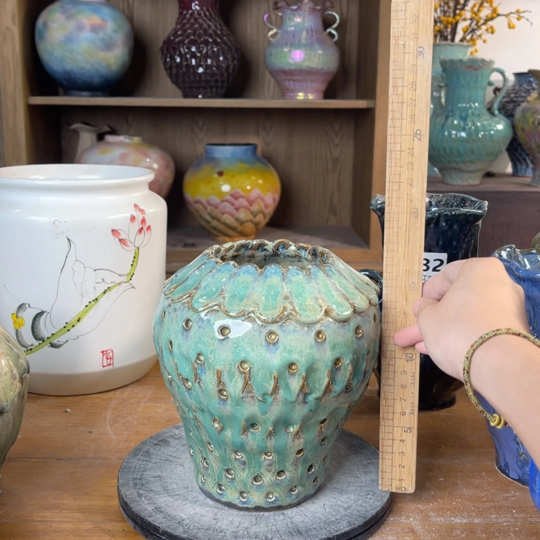 摆件陶瓷花瓶高17口径8盘泥微瑕清仓特价