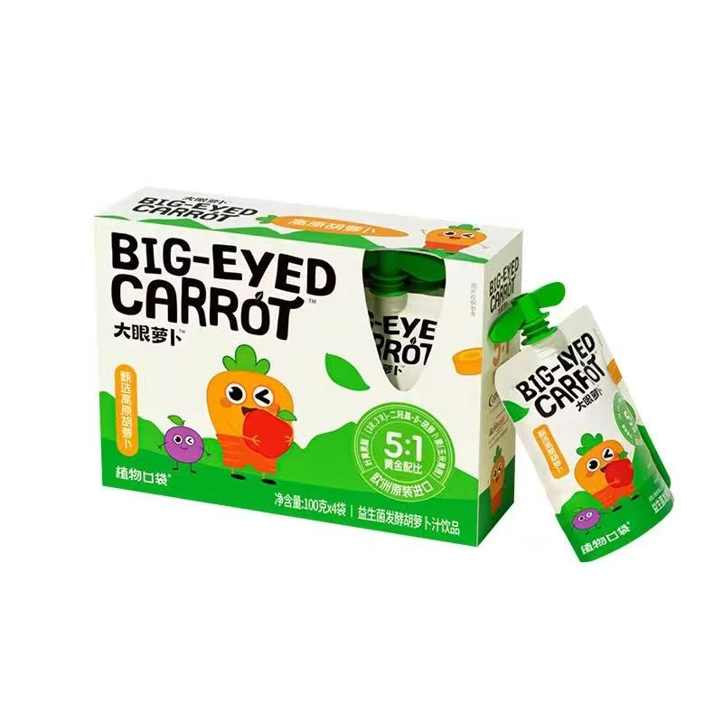 大眼萝卜益生菌发酵胡萝卜汁袋装100克*4袋