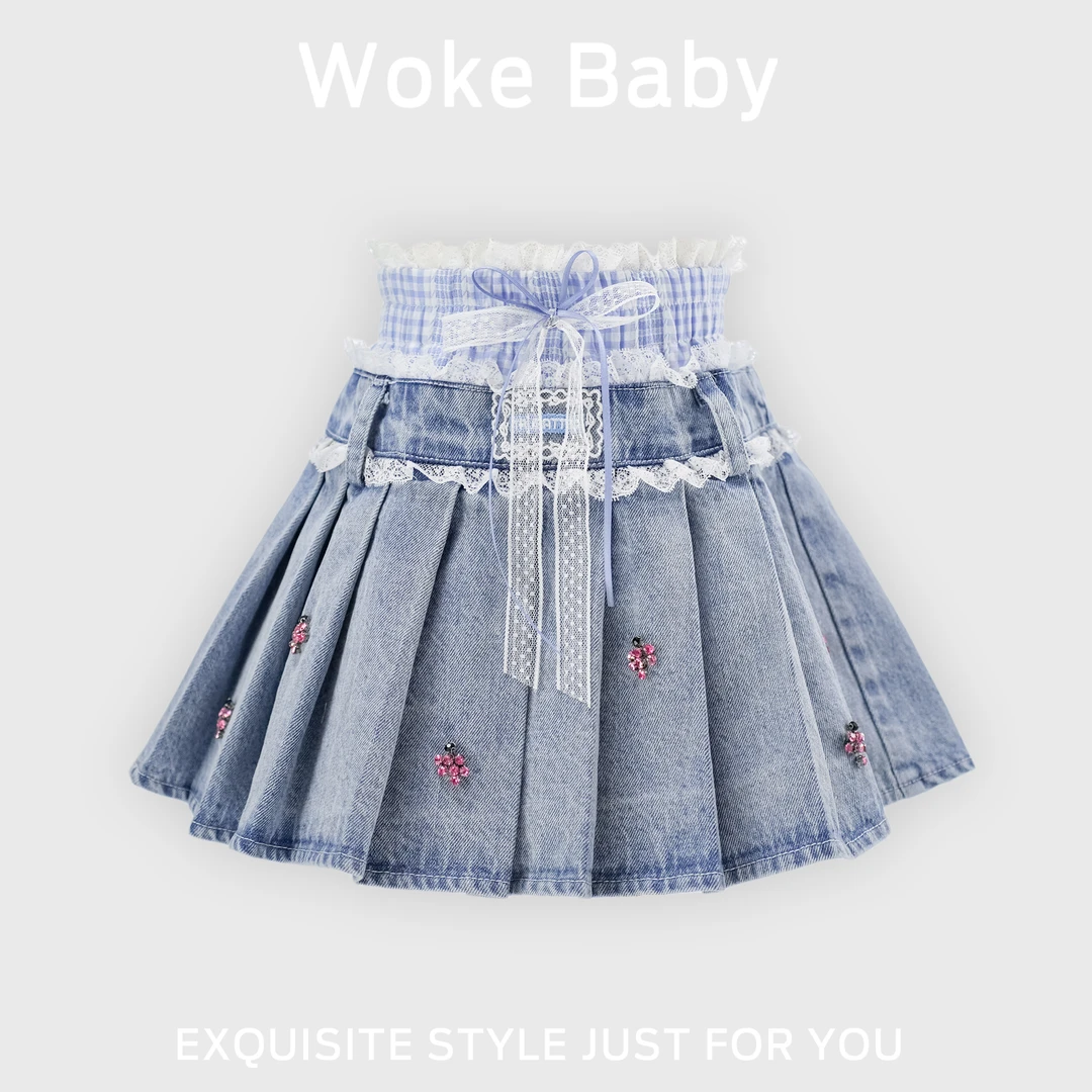 2025女童夏季新款复古儿童汉服古风牛仔短裙F234