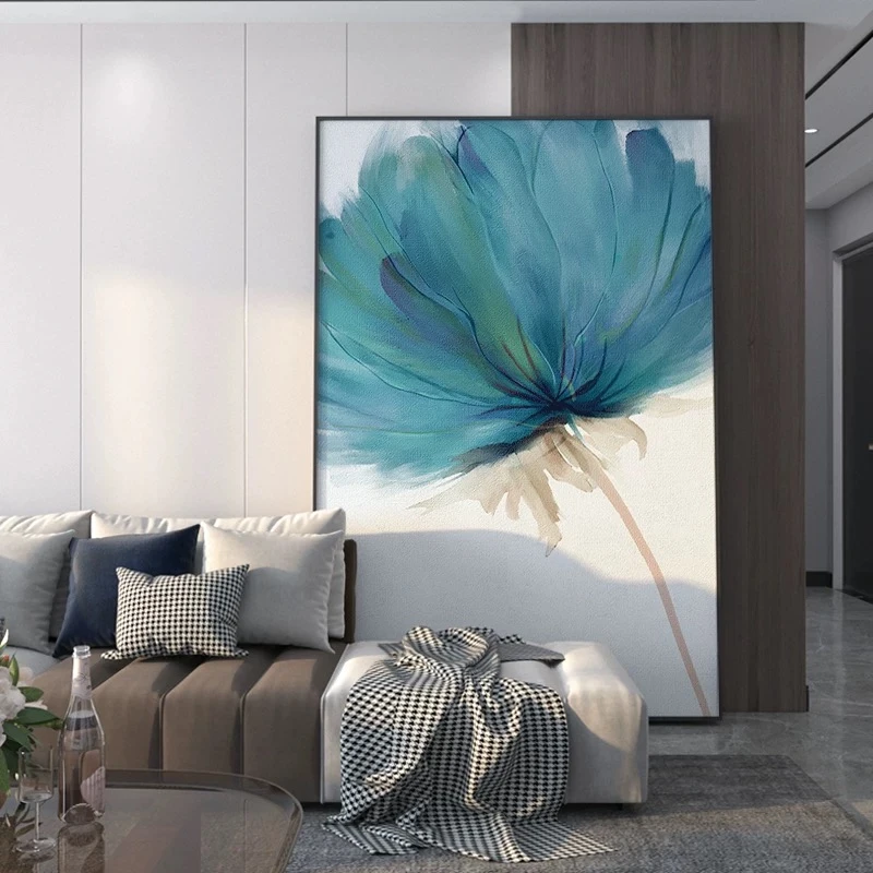 现代轻奢抽象花卉沙发背景落地画玄关装饰画意式走廊过道花朵壁画