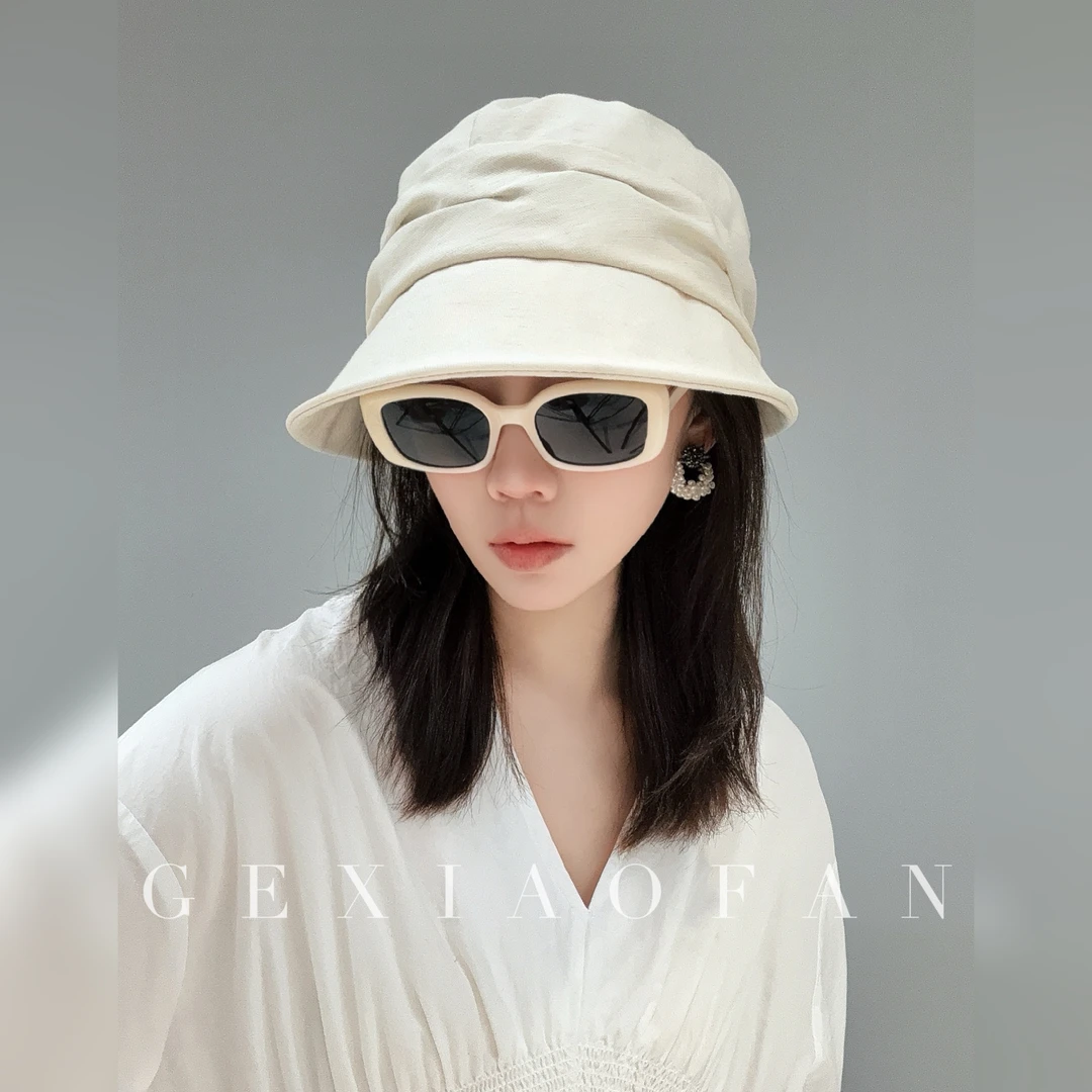 夏季日系棉麻渔夫帽头围显脸小气质遮阳帽小众设计帽子百搭防晒帽