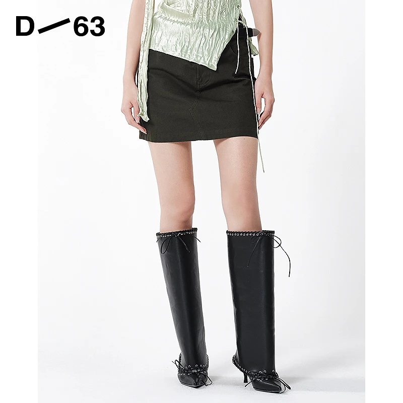 D63显瘦牛仔高腰时尚休闲百搭夏季修身军绿色包臀短裙5F2Q81302