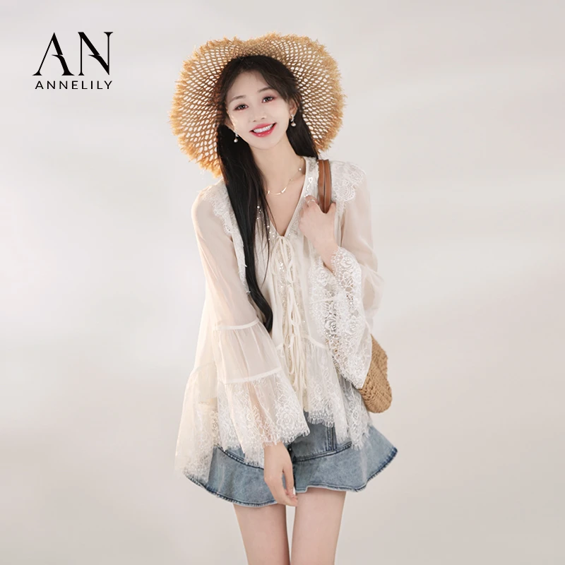 ANNELILY安琪琪【初霁】精致时尚休闲百搭轻奢高级衬衫女生