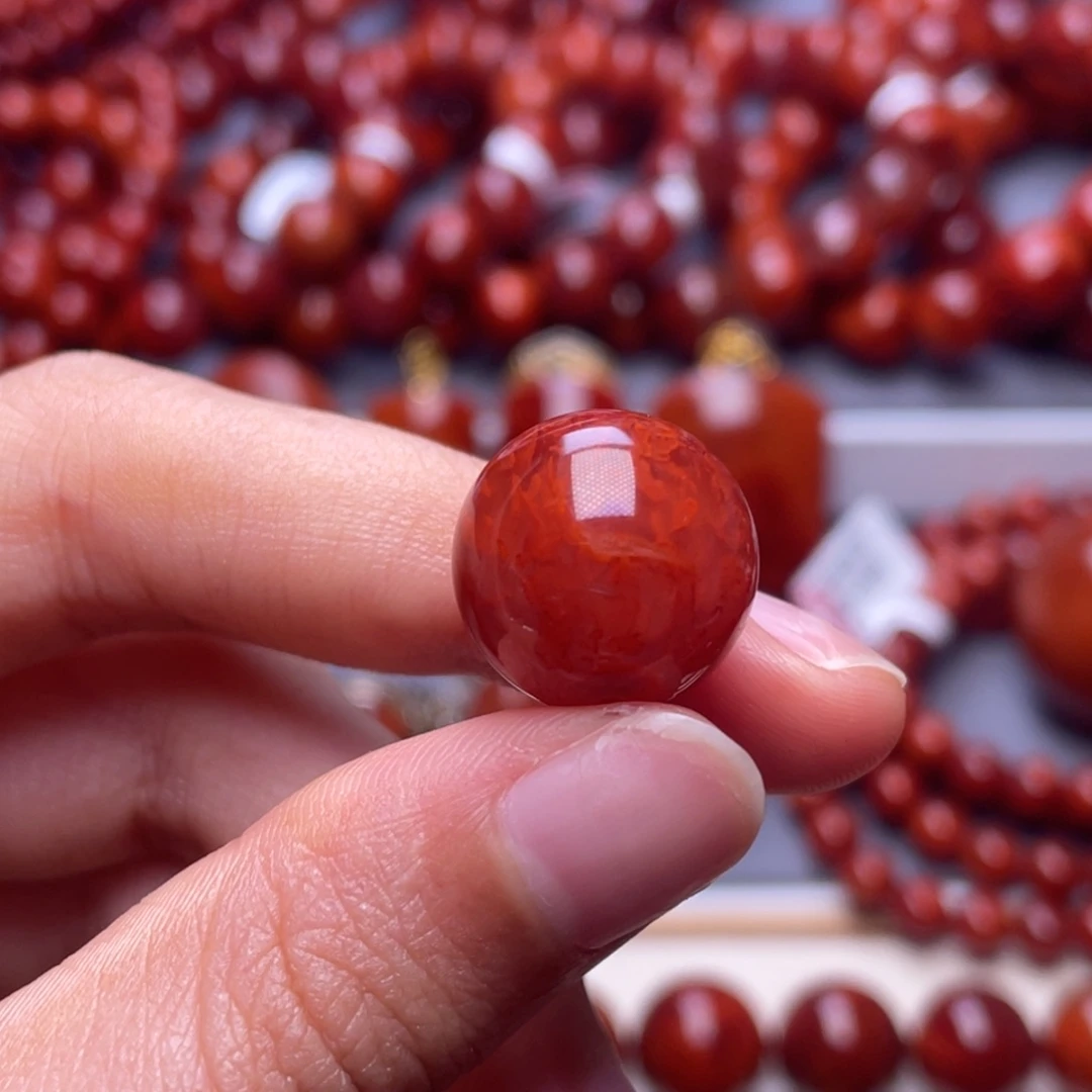 南红玛瑙未镶嵌其他（原矿）15.8mm精品瓦西妖孽火焰纹圆珠