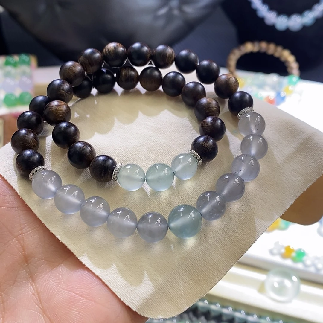 未镶嵌挂件翡翠冷钢双圈手串