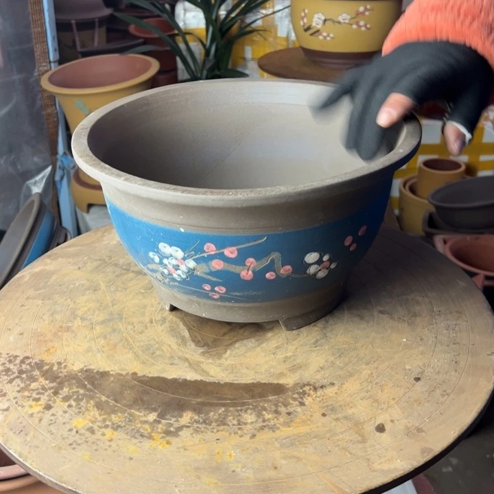 紫砂宜兴紫砂蓝富贵点彩大