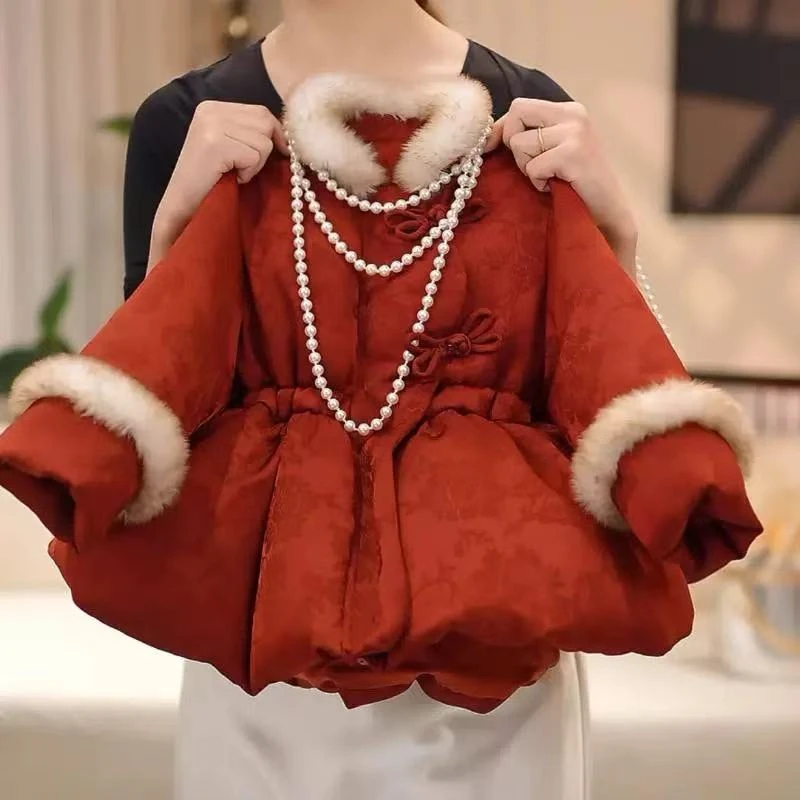 女童棉服冬季2024新款儿童加厚国风洋气保暖宝宝拜年冬季外套冬装