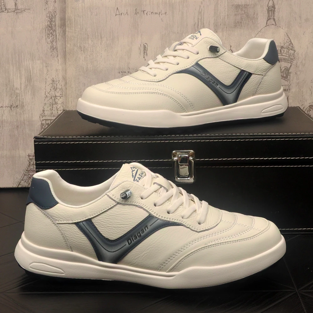 真皮头层牛皮透气通勤风时尚运动休闲鞋软底男鞋低帮男士阿甘鞋子