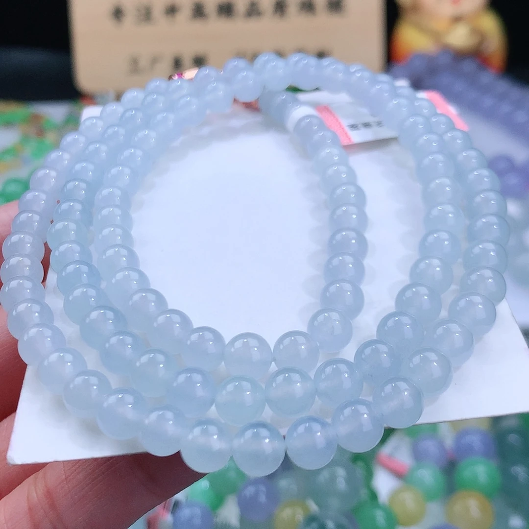 翡翠手链未镶嵌自**在卡6mm
