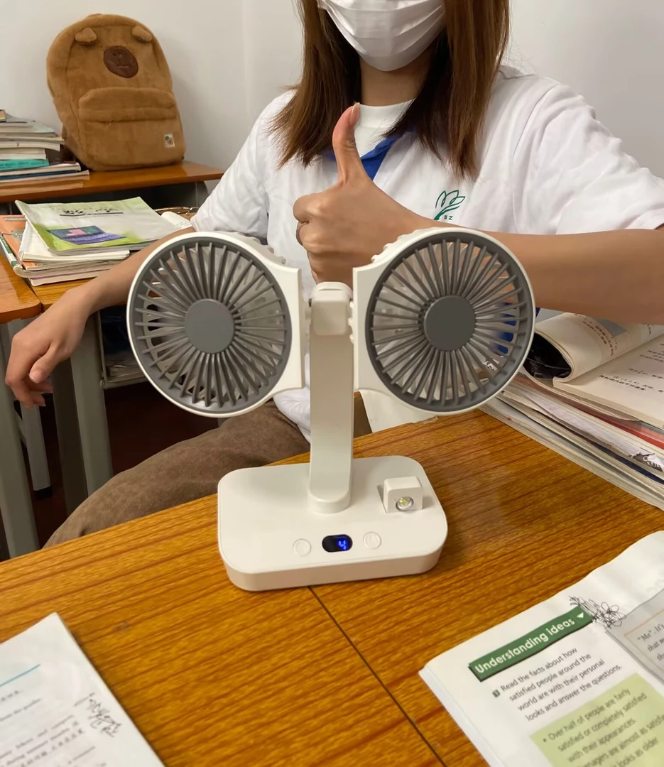 【00和猫】新款双头扇叶桌面小风扇静音办公室桌上家用