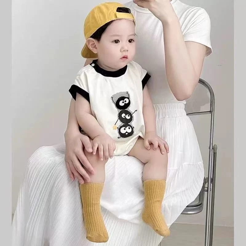 婴幼儿夏季包屁衣可爱背心三角哈衣煤球男女宝宝连体衣新生儿短爬