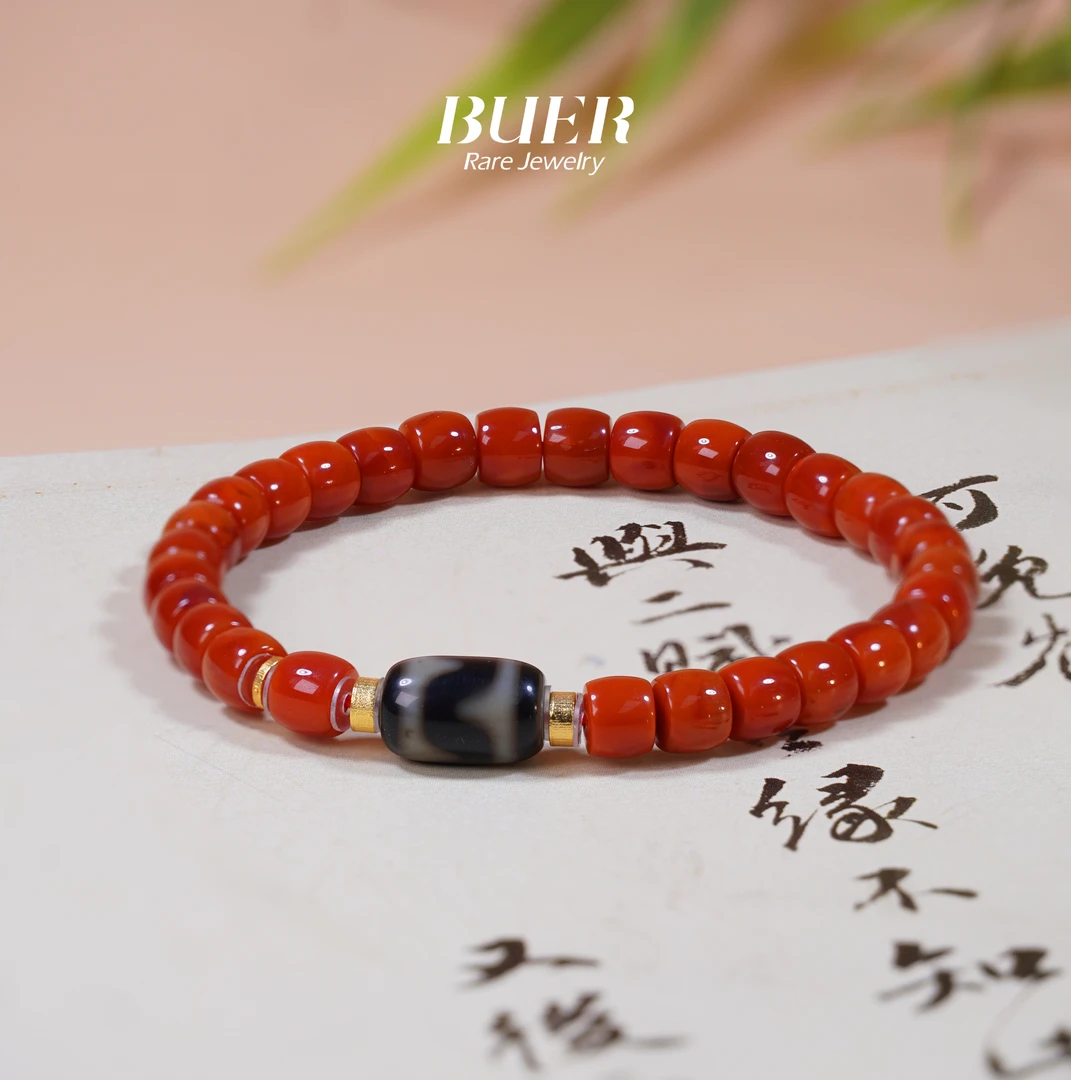 【不二】牛血红18K金DIY直切手串6mm+（多样性发）