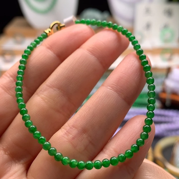 翡翠未镶嵌手链天然缅甸A货翡翠 卡2.8mm