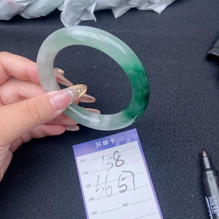 竹牌天然A货非洲翠手镯158