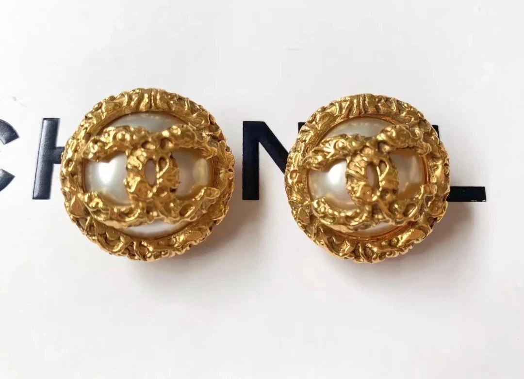 95新 Chanel/香奈儿 Chanel vintage香奈儿中古熔岩珍珠耳夹