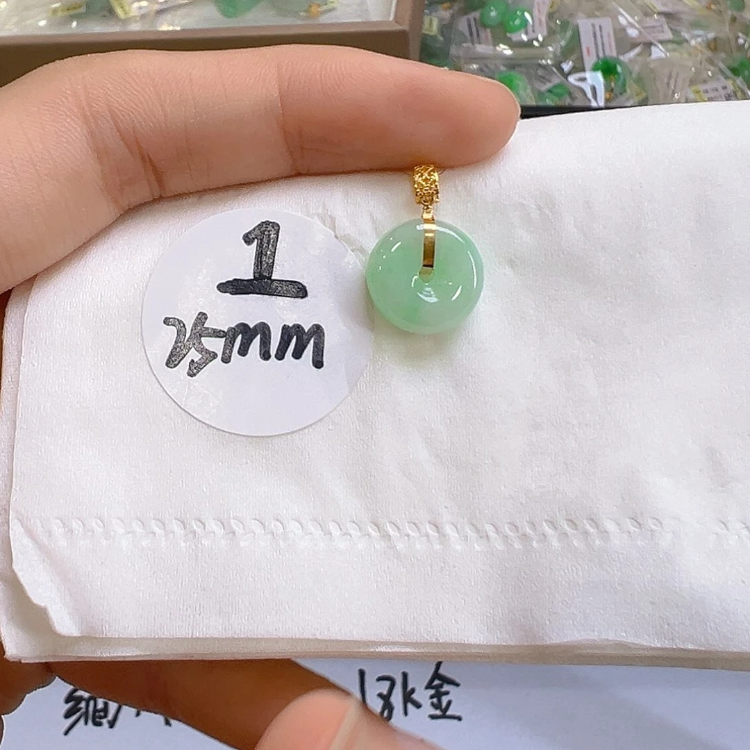 翡翠18K金镶嵌吊坠(不含链)翡翠