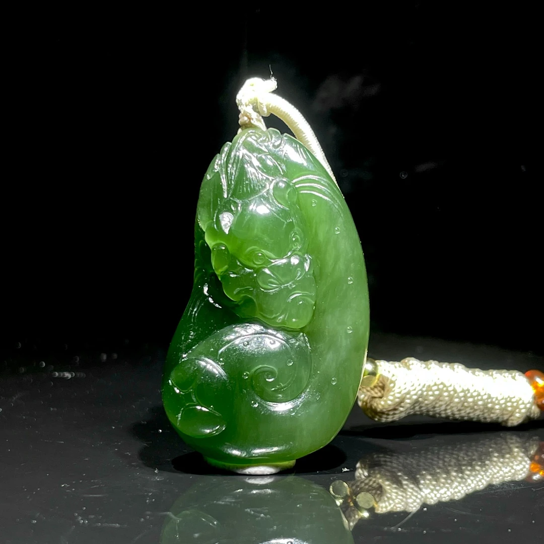 2707-碧玉貔貅镇宝  和田玉