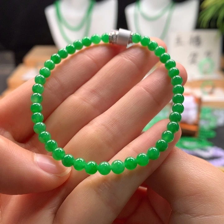 翡翠未镶嵌手链天然缅甸A货翡翠卡4.3mm