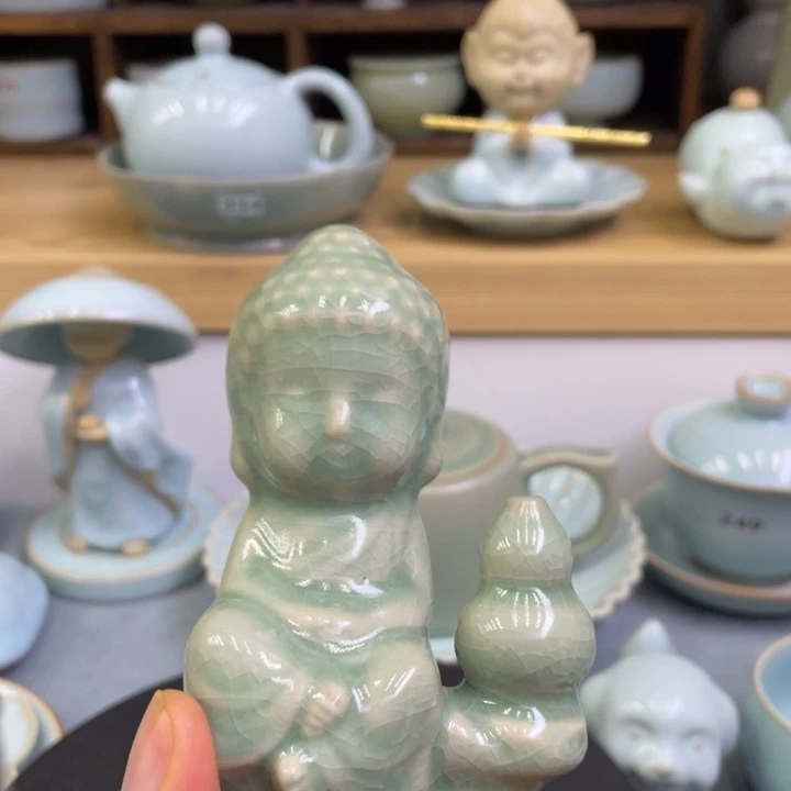 杯子微瑕豆绿小童