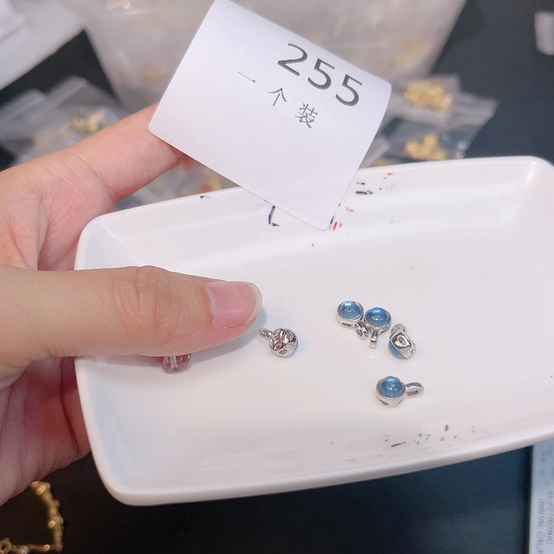 水晶珠宝半成品银S925镀金镶嵌255