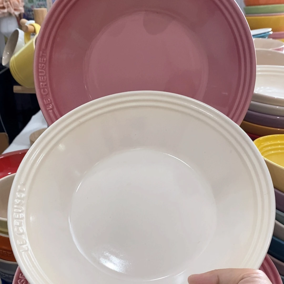 瓷片微瑕9英寸斗笠盘2只