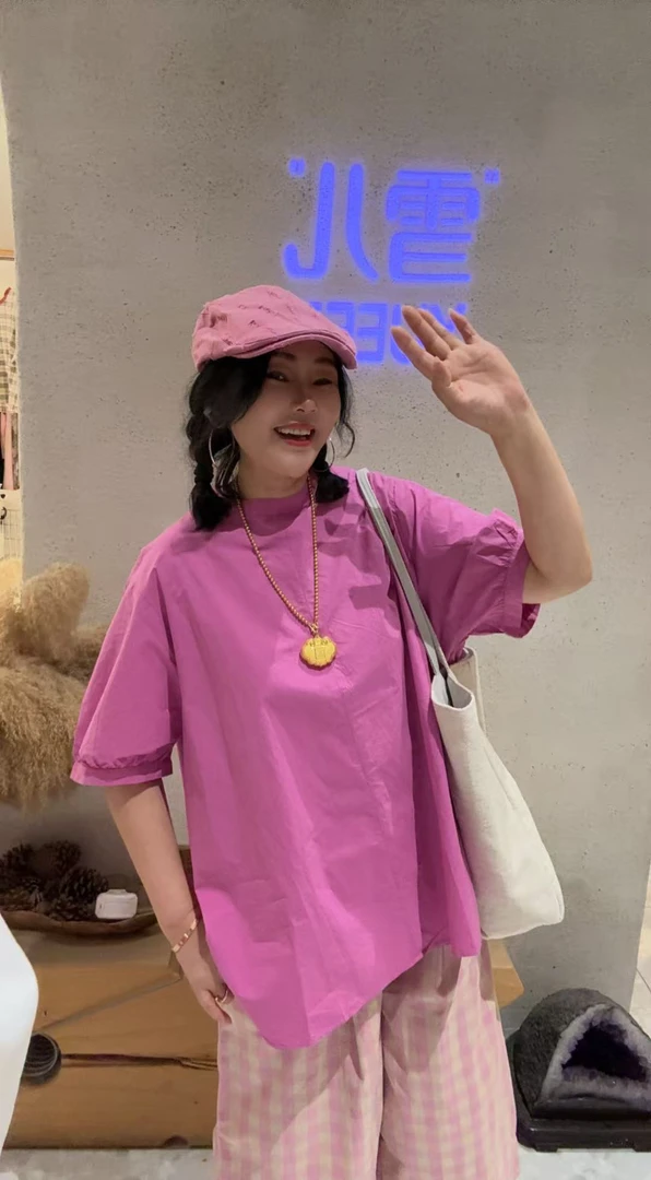 雪儿姐推荐款 圆领短袖设计风格上衣