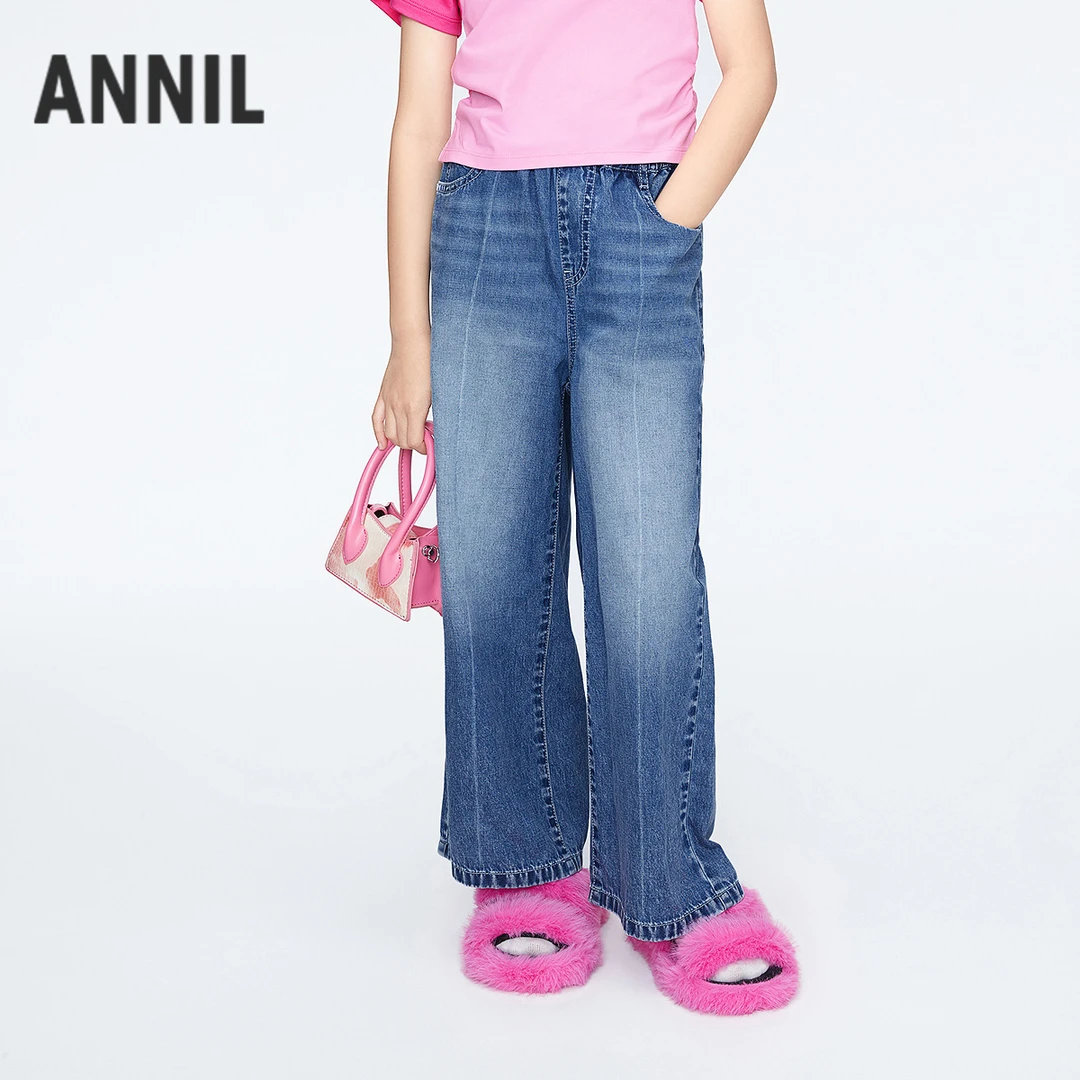 【时尚牛仔裤】女童全腰牛仔单裤夏季新款安奈儿童装EG526129