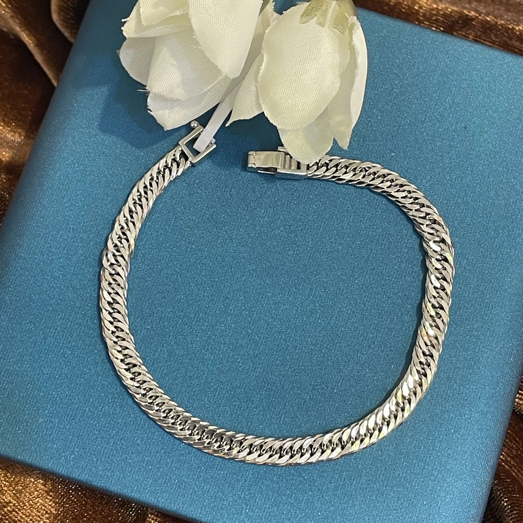 铂金 pt950 男士手链 马鞭链个性 手工复古