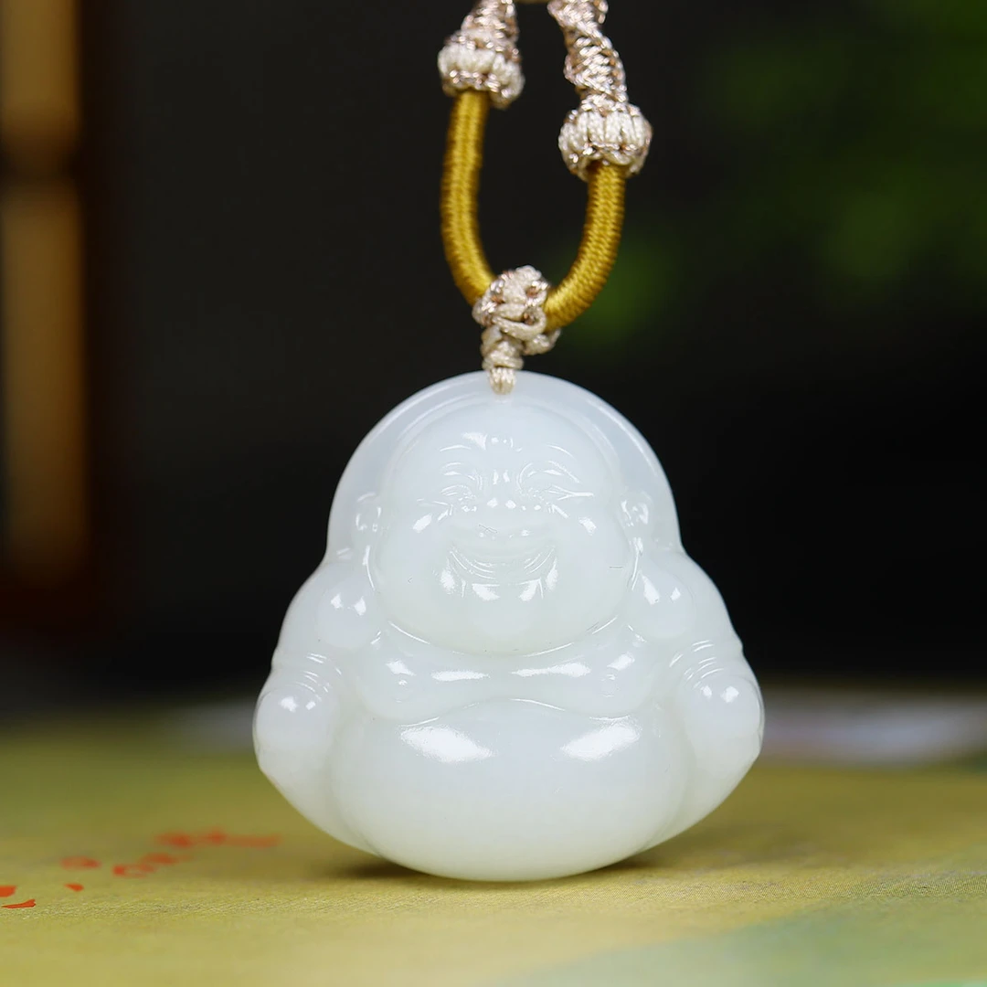 1217150和田玉白玉弥勒佛挂件
