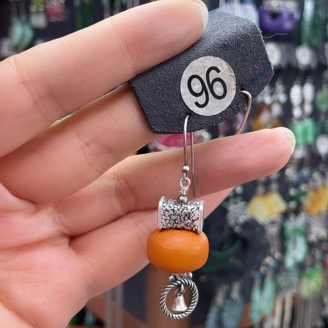 银S925镶嵌琥珀耳饰路*156yhnhhh