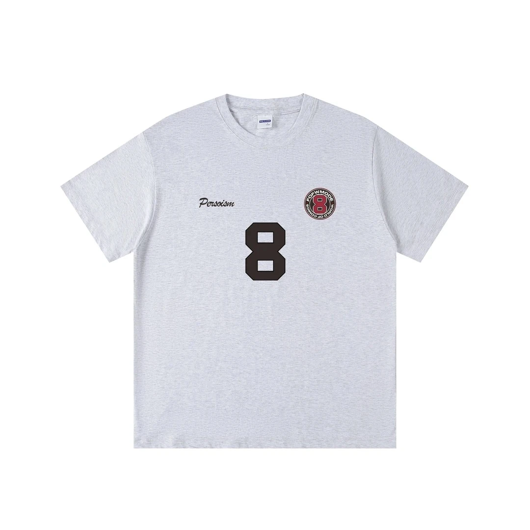 夏季新款8号字母潮牌印花休闲宽松情侣短袖T恤男女同款