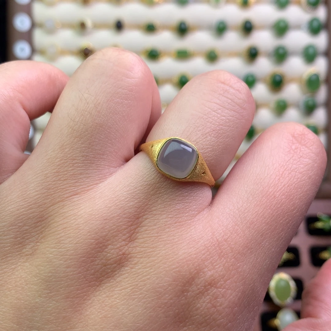 和田玉银S925镶嵌戒指