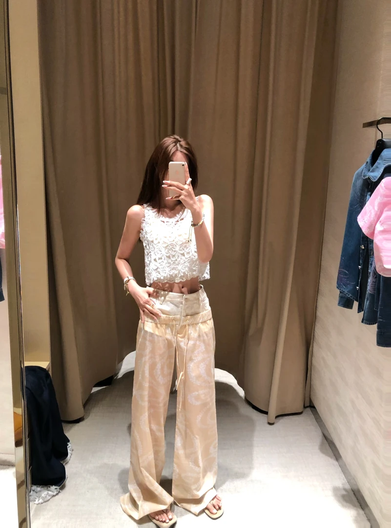 【婉君】气质时尚宽松休闲裤拼接设计感裤子