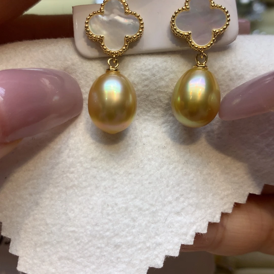 银S925镶嵌耳饰海水珍珠