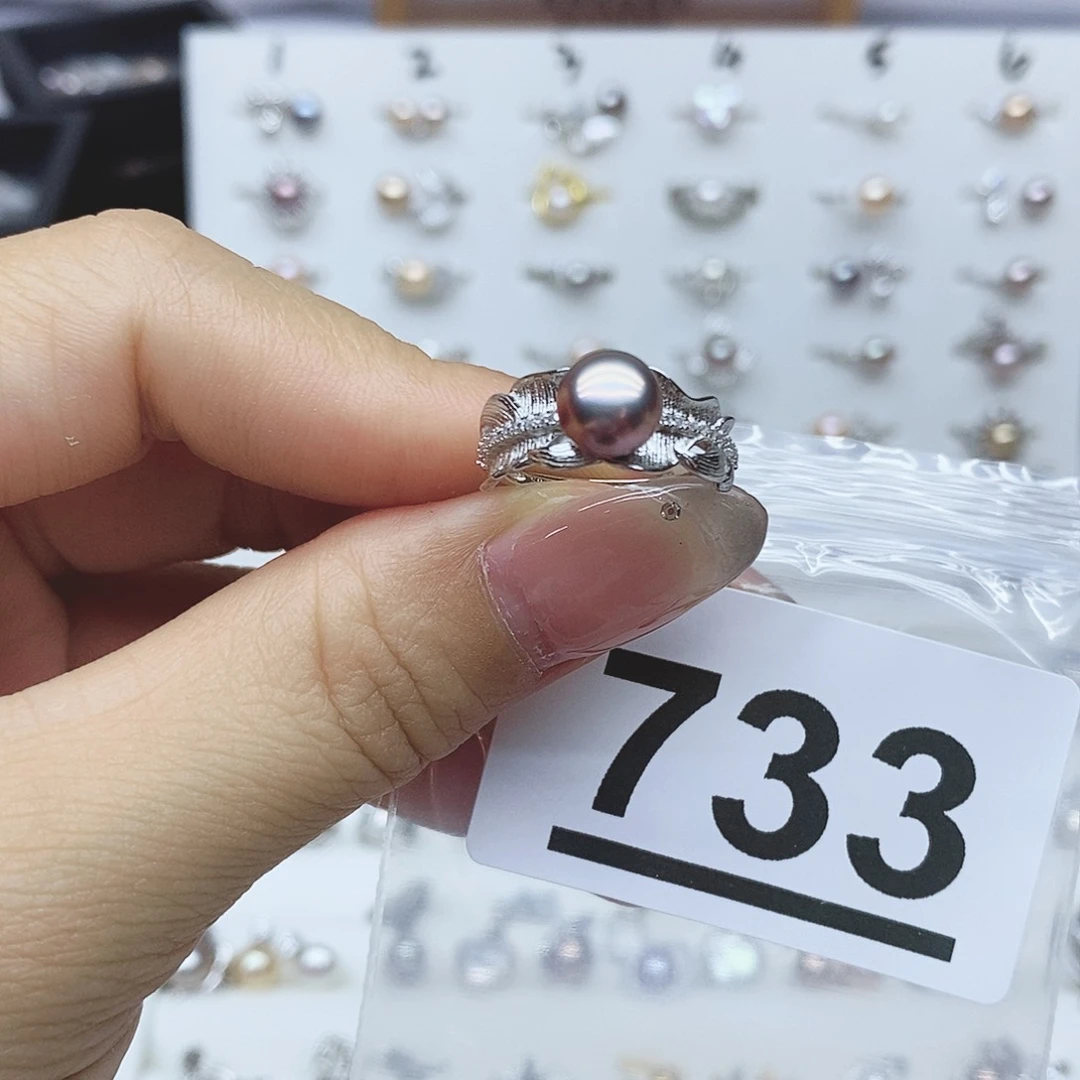 戒指银S925镶嵌淡水珍珠?****?733