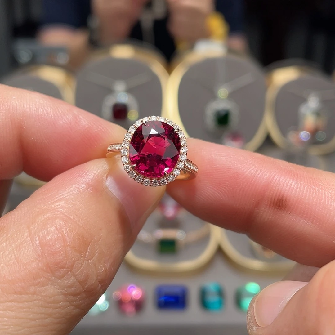 碧玺戒指18K金镶嵌4.36ct