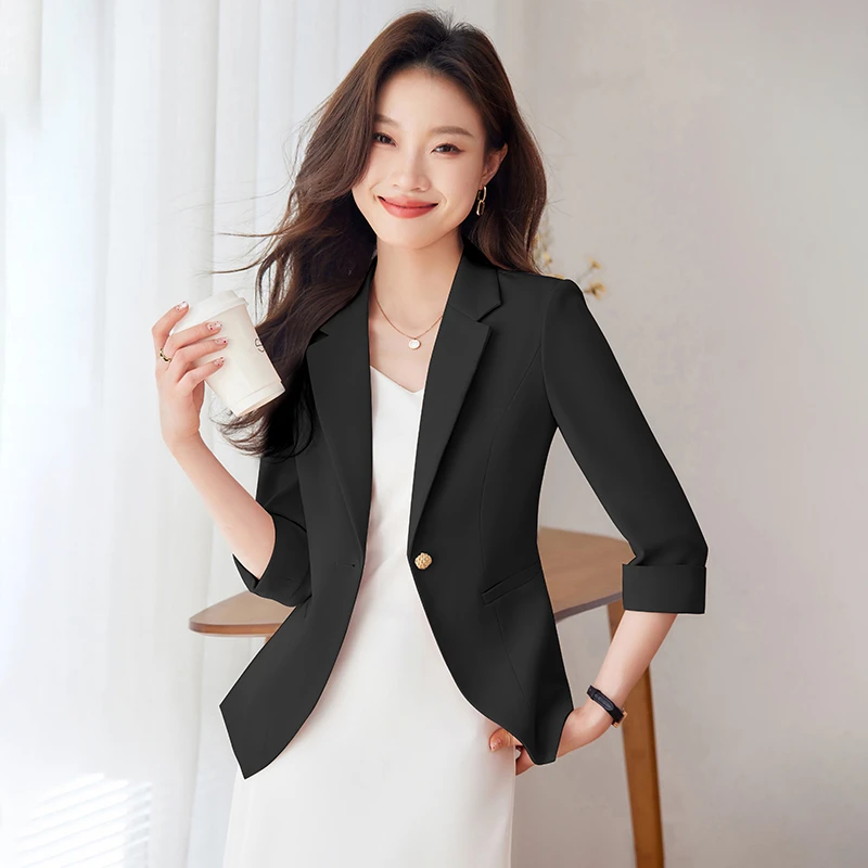 薄款小西装外套女款爆款2025新款高端职场正装七分袖休闲百搭西服