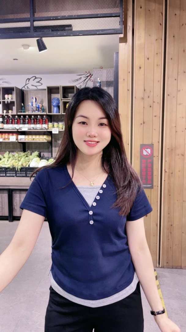 （拼色款）夏季女士百搭显瘦上衣高弹力薄薄面料短袖上衣